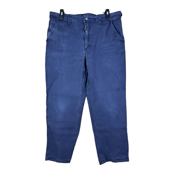 Duluth Trading Flex Firehose Pants Men Sz 36x30 Navy Carpenter Pocket Relaxed - Picture 1 of 12